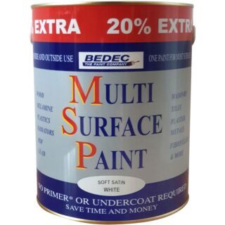 Bedec Multi Surface Paint Satin - White 2.5L + 20% Extra Free